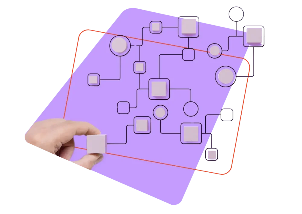 Schéma de processus avec des blocs interconnectés, illustrant la structuration de la mise en place d’une solution d’externalisation de paie