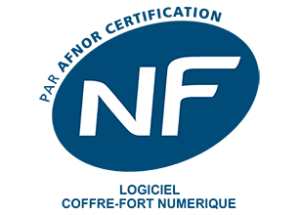 Macaron de certification Logiciel coffre-fort numérique